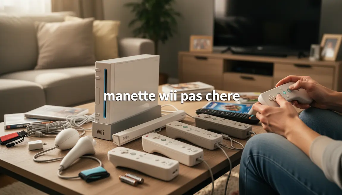 Console Wii et manettes pas chères sur table salon