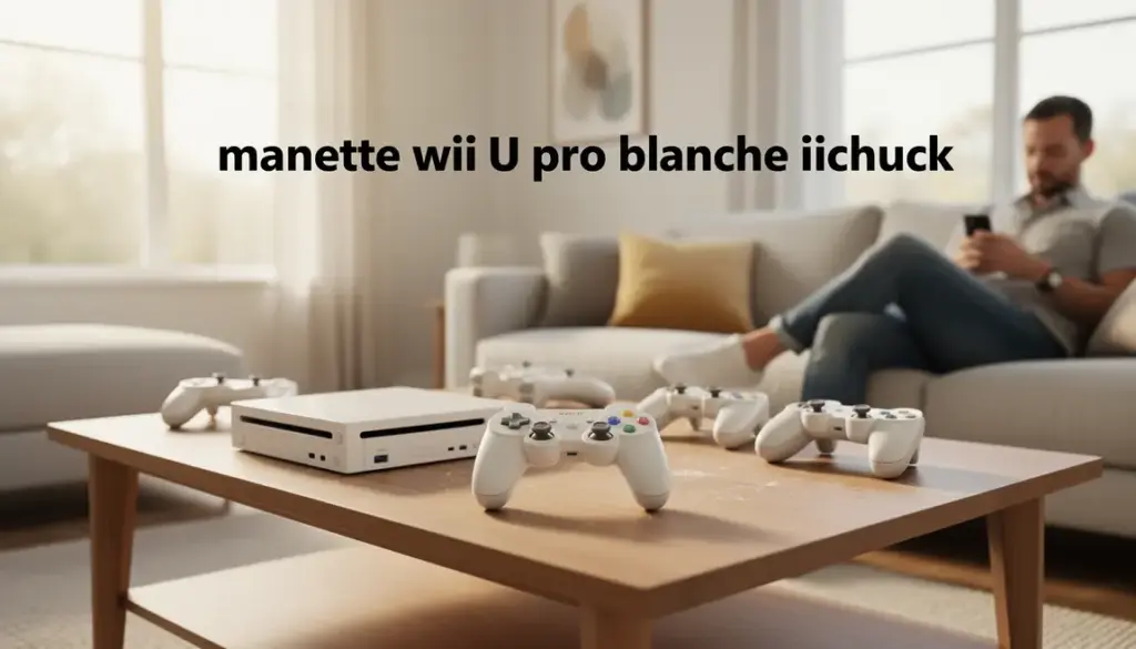 manette wii u pro blanche iichuck sur table