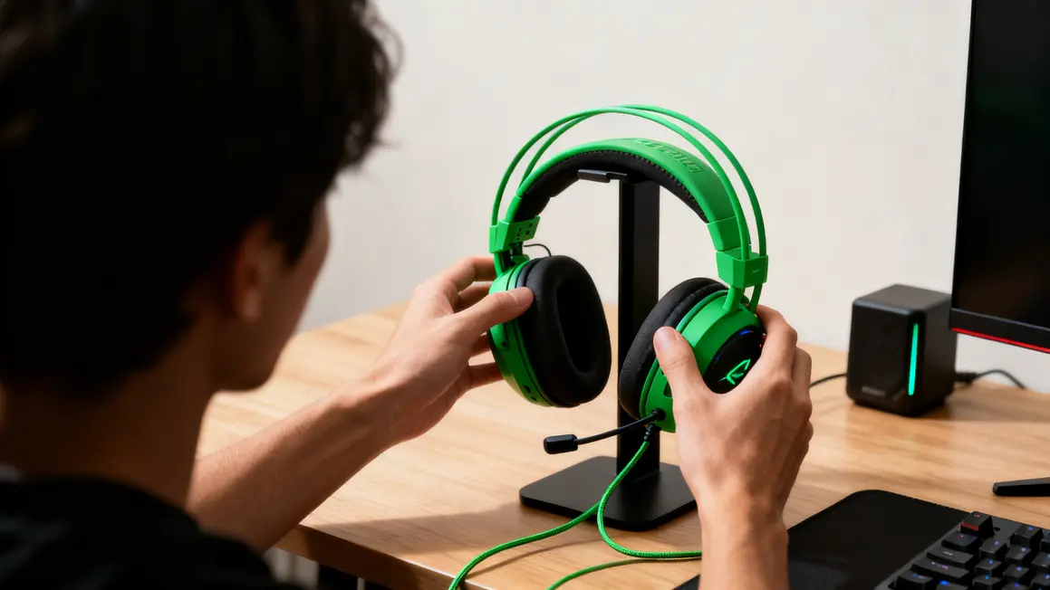 Casque filaire xbox uc 40x vert sur bureau moderne