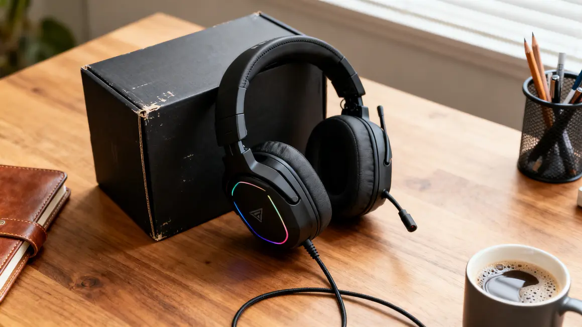 Casque Marvo HG9068 noir RGB sur bureau