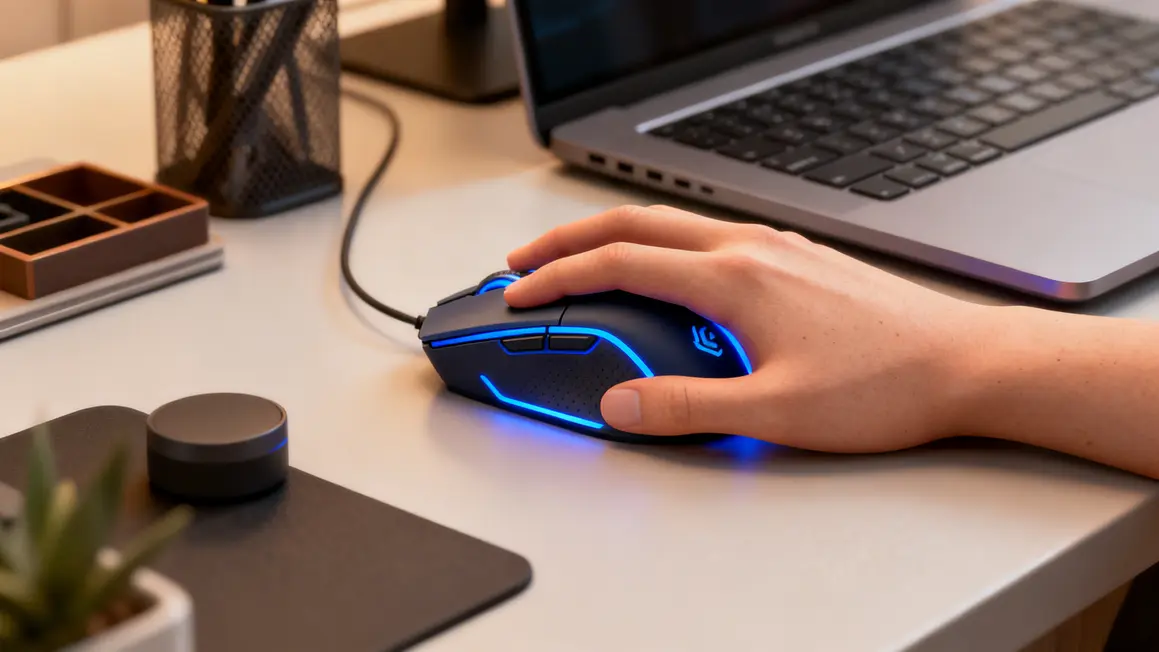 Souris verticale gaming Marvo Scorpion M706W éclairage bleu prise main ergonomique