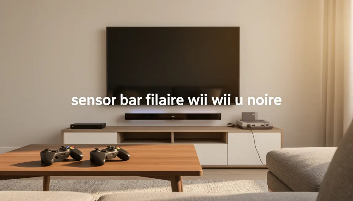 Sensor bar filaire Wii Wii U noire devant TV moderne