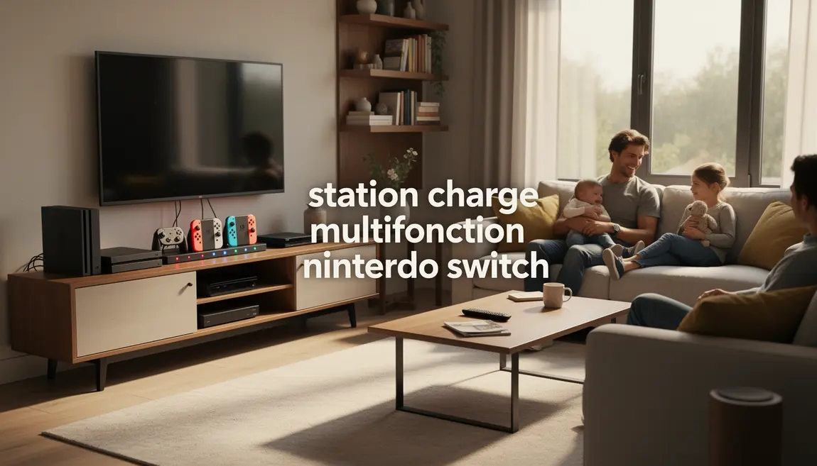 station de charge multifonction nintendo switch meuble tv familial