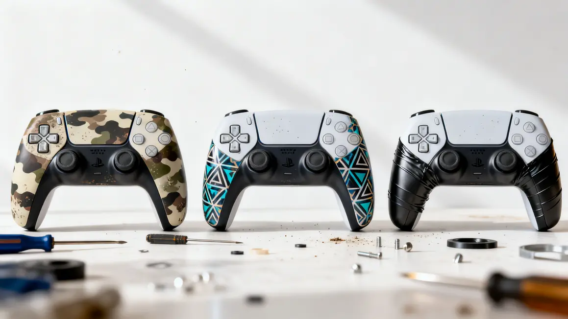 Manettes PS5 camo aerographe hydrographie vinyle accessoires