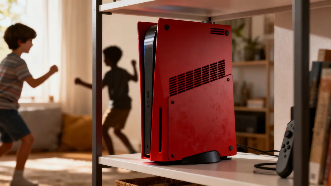 Coque rouge mate Space Red bien ajustée sur PS5