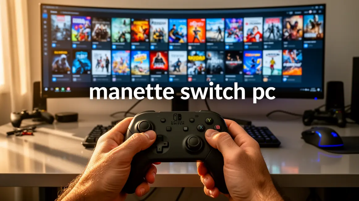 manette switch pc sur bureau moderne