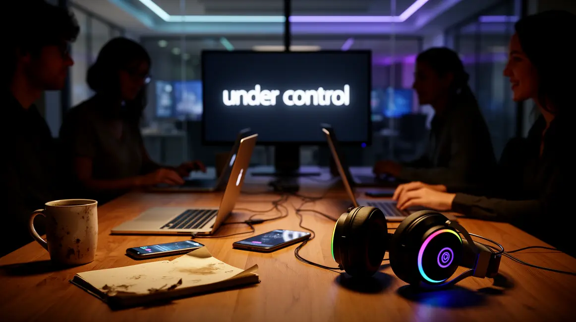 bureau moderne sous contrôle avec appareils connectés