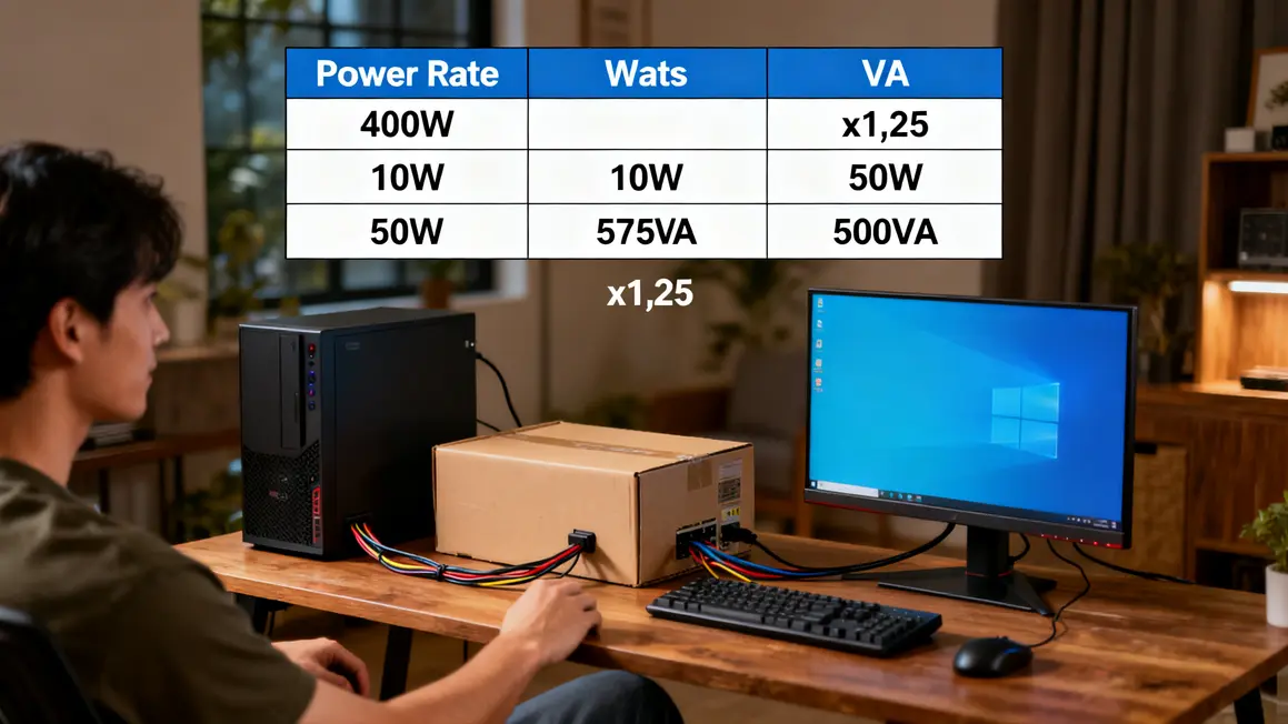 Tableau puissance onduleur domestique avec conversion watts VA