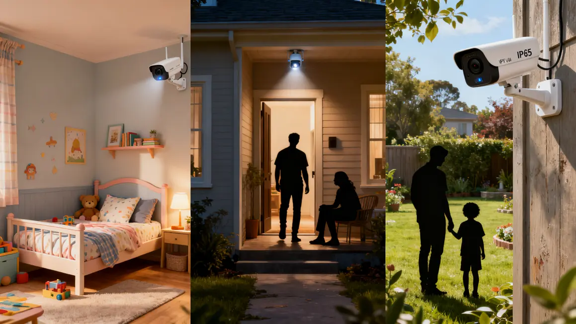 illustration usages camera connectee chambre entree jardin