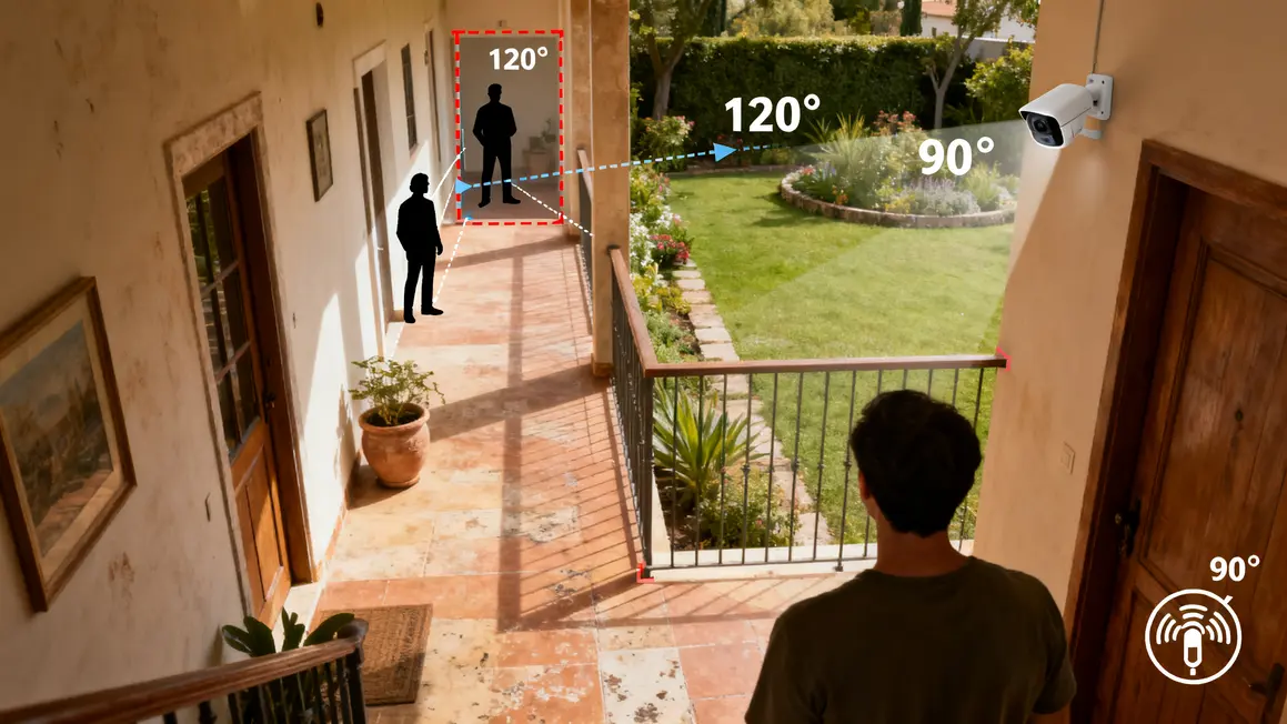 camera connectee plan chambres jardin angle