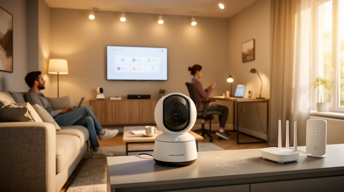 camera connectee salon moderne domotique securite
