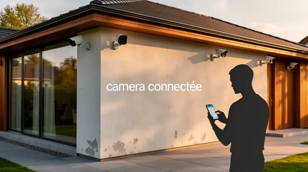 scene maison moderne avec cameras connectees