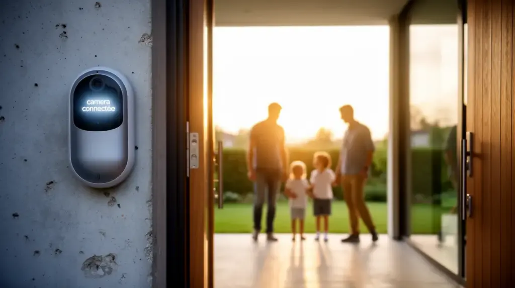 camera connectee stylisee dans maison moderne surveillance