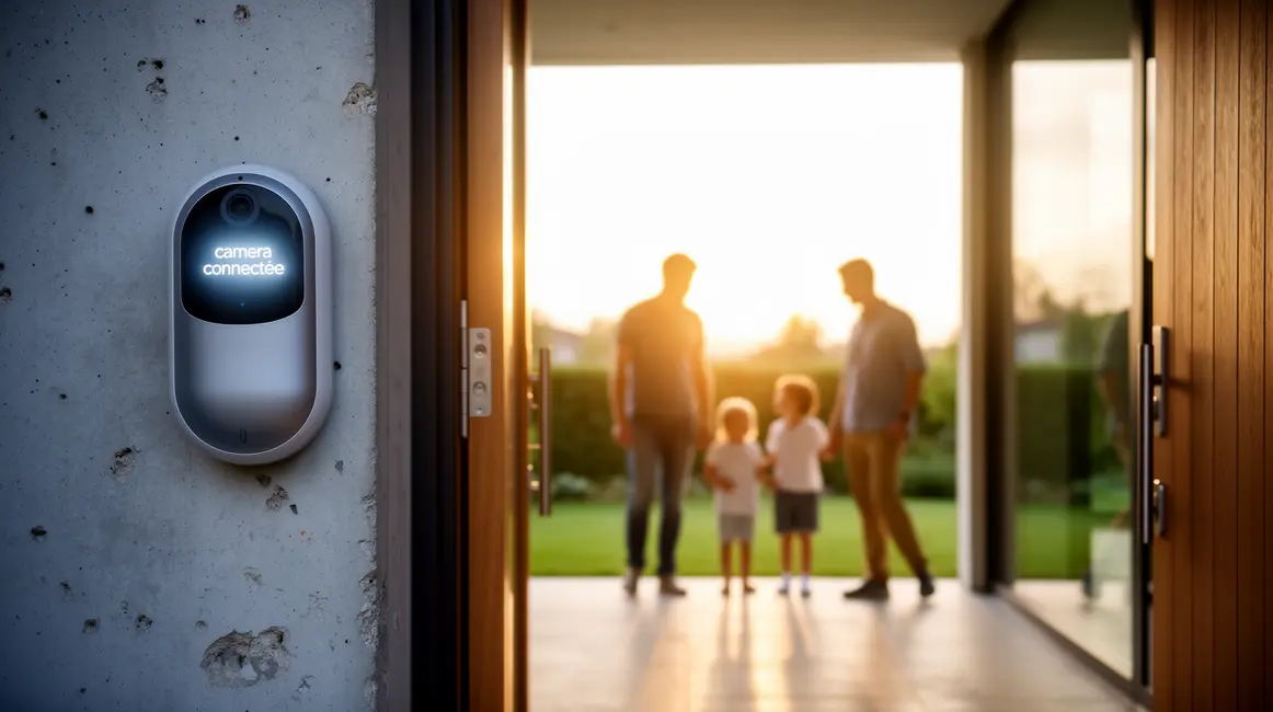 camera connectee stylisee dans maison moderne surveillance
