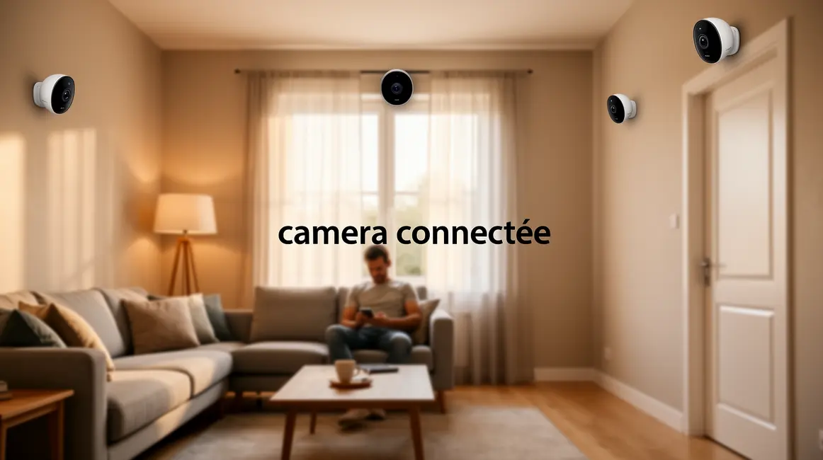 salon moderne avec cameras connectees murales