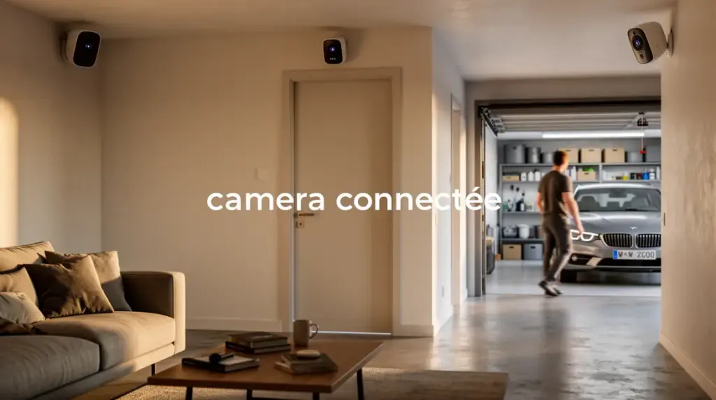 camera connectee surveille salon porte couloir garage