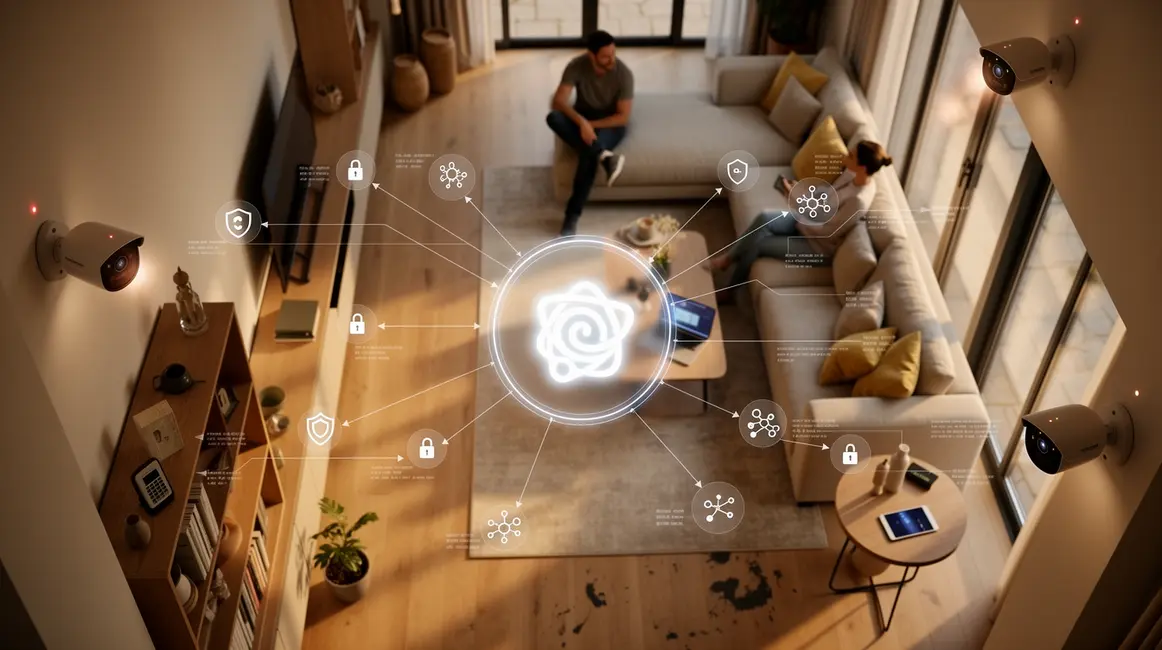 Schéma caméra connectée et sécurité à la maison