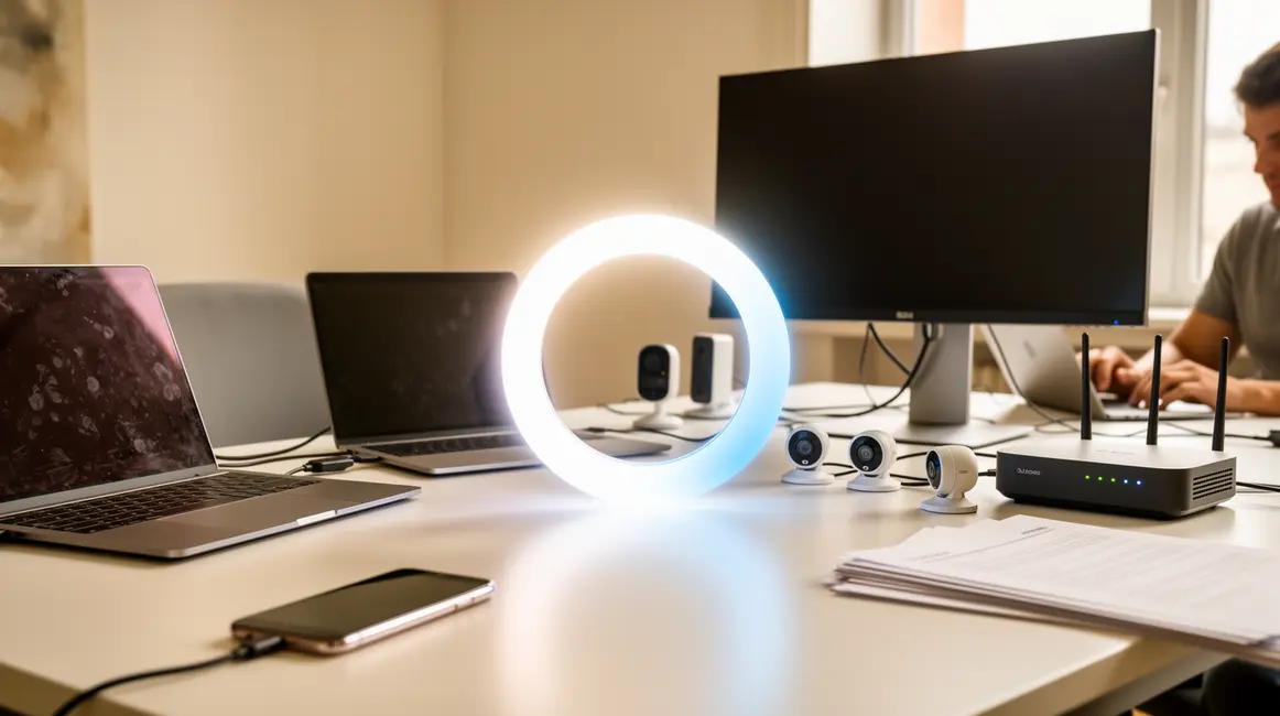 bureau moderne avec objets connectes securite accessible