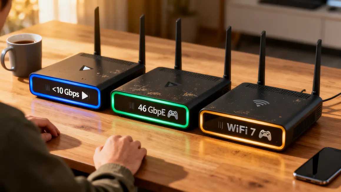 Trois routeurs Wi-Fi 6 6E 7 avec débits et usages gaming