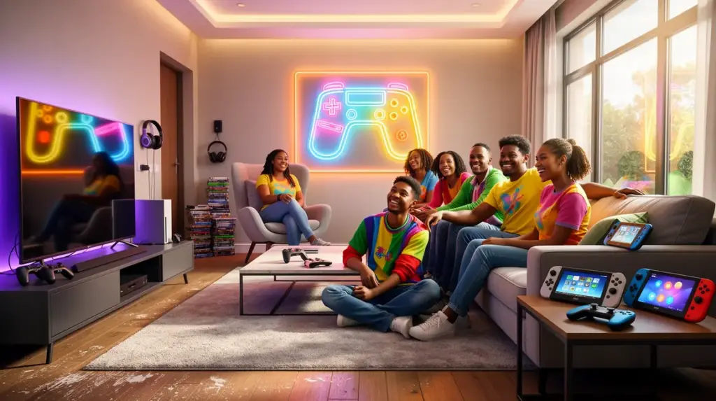 Joueurs profitant Switch Nintendo en famille