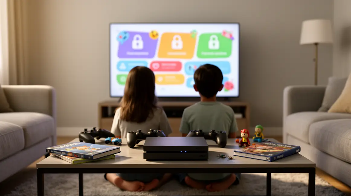controle parental console salon familial silhouettes