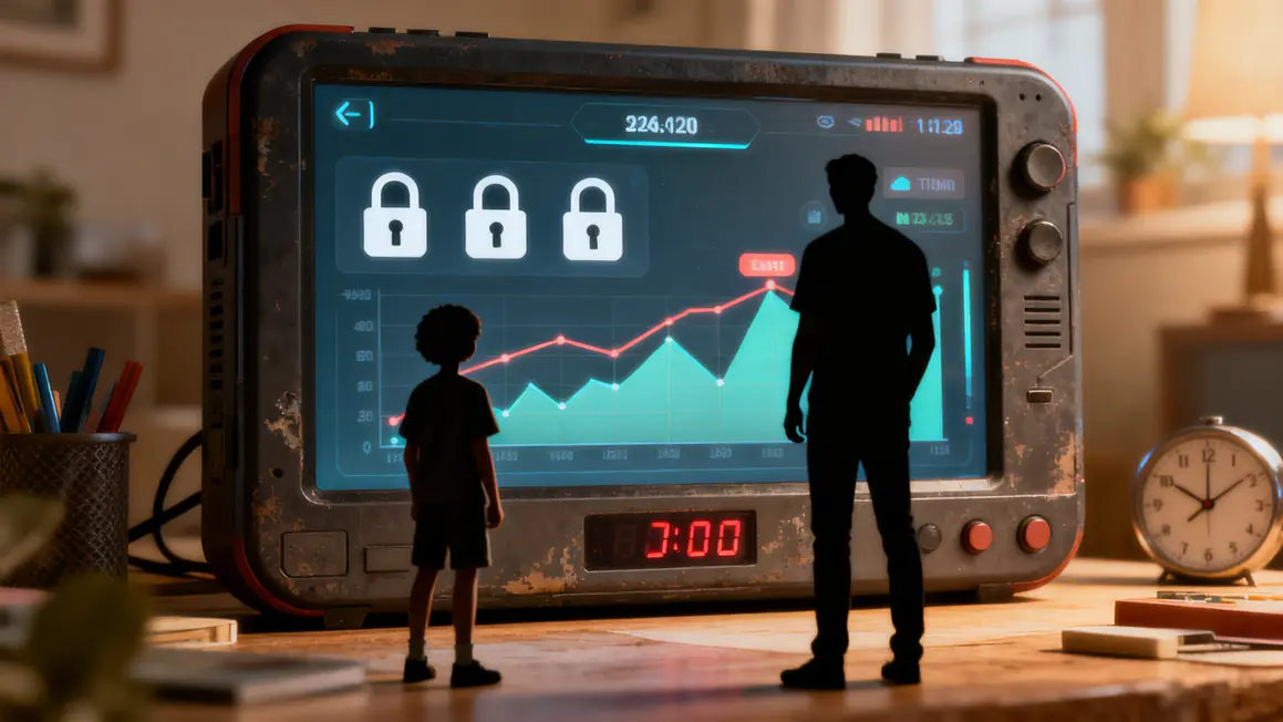 controle parental console avec icones cadenas et temps