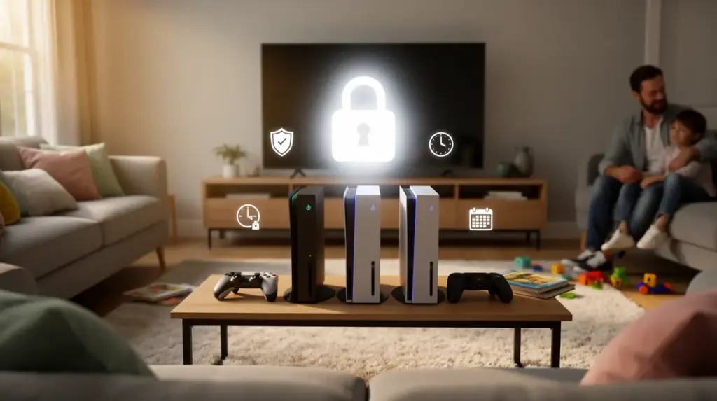Controle parental console illustration securite salon