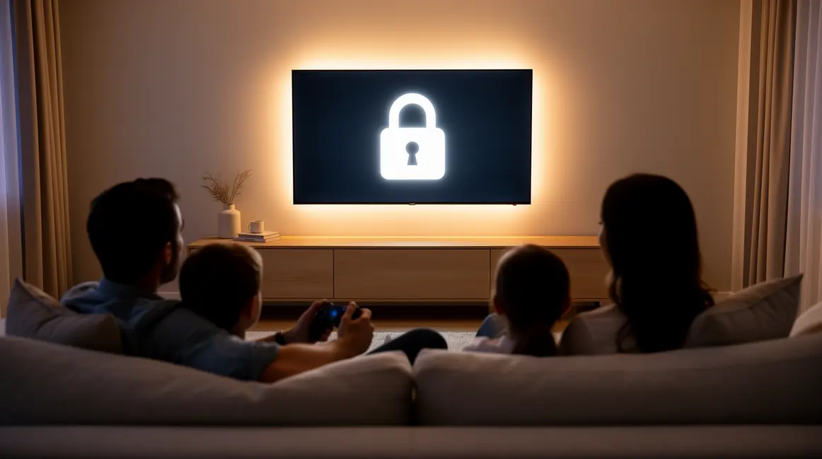 familie devant console avec cadenas controle parental