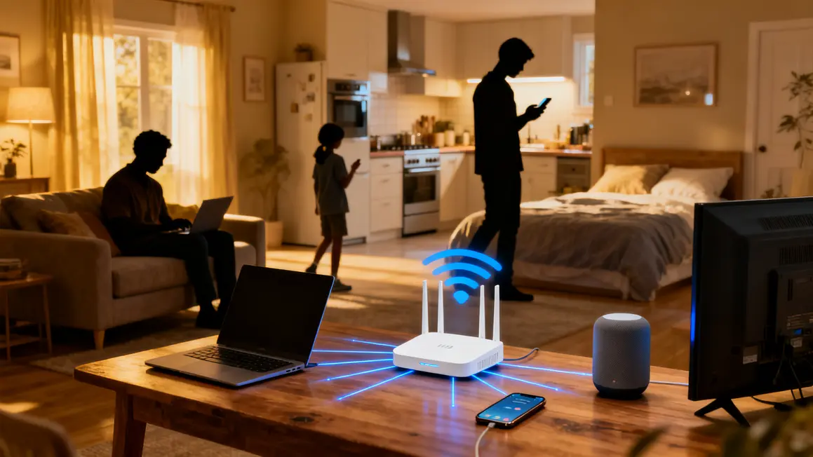 Maison connectée avec couverture Wi-Fi routeur familial