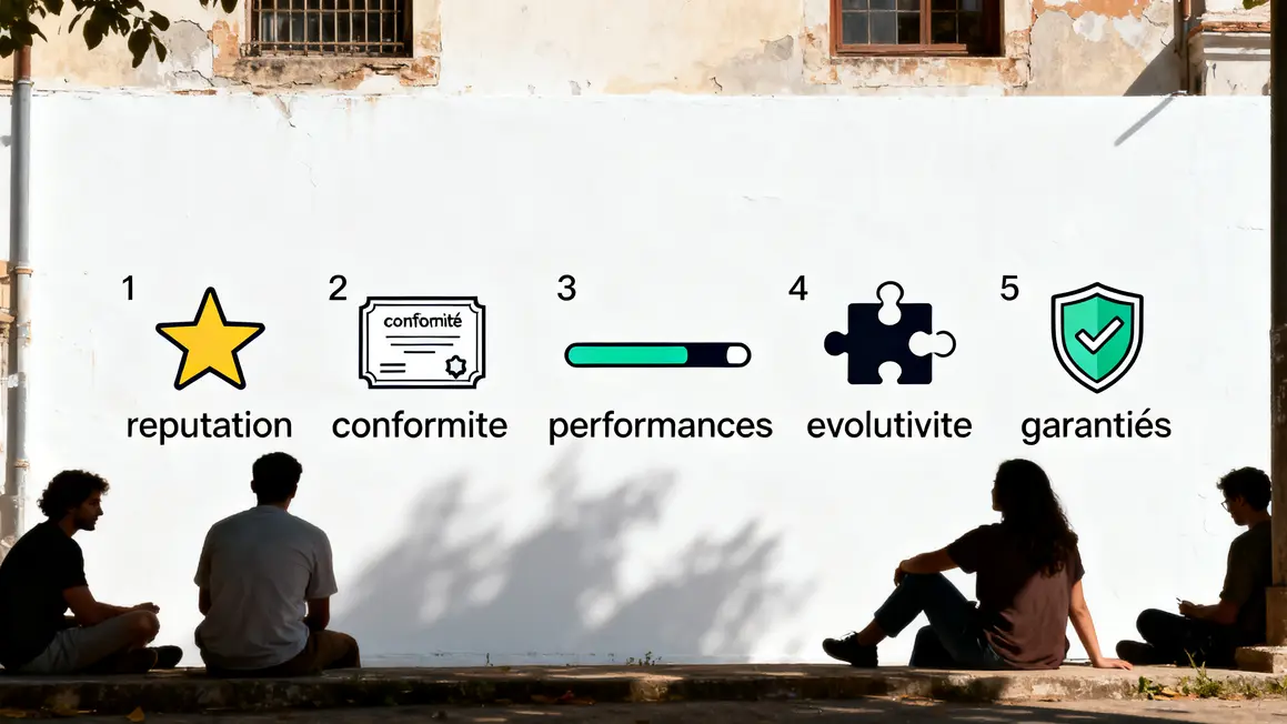 infographie criteres essentiels securite reputation conformite performance garanties