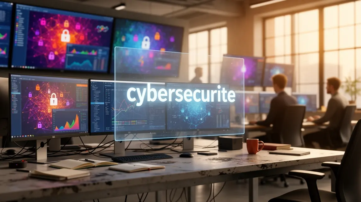 cybersecurite analyse menaces graphiques sur bureau tech