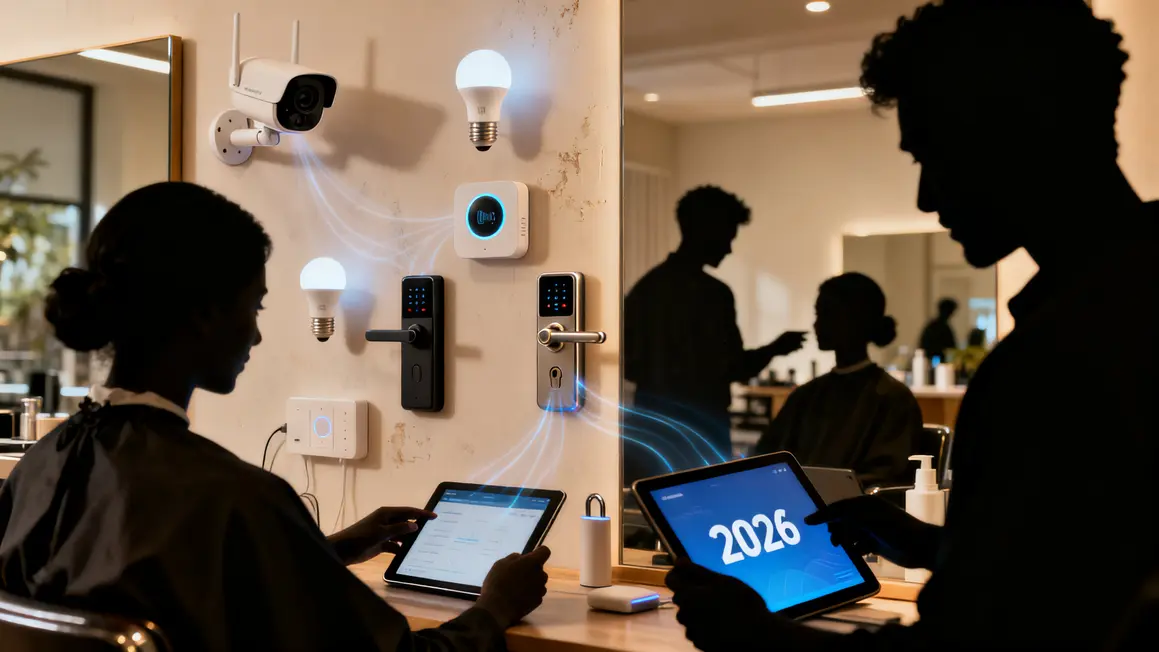 Salon 2026 avec appareils connectés en sécurité