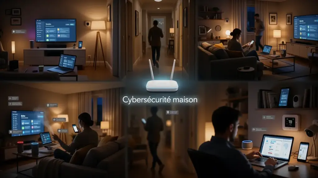 Maison connectée sécurisée avec routeur et technologie