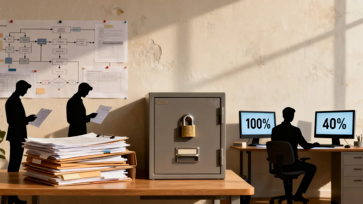 Schéma bureau dossiers et écrans sécurité organisation du contrôle