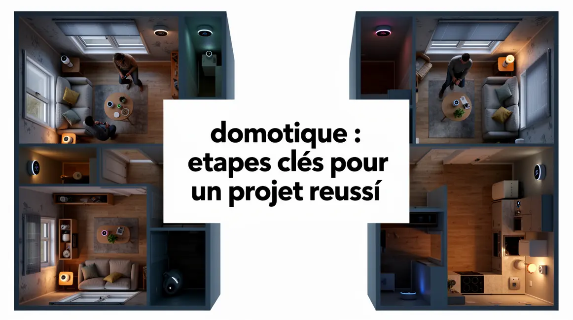 Vue plan maison moderne domotique objets connectes