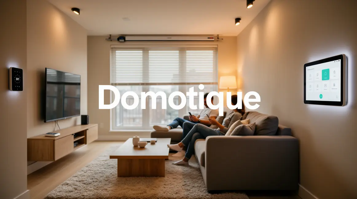 Salon moderne domotique appareils connectes