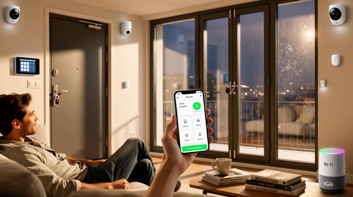 domotique securite vue appartement moderne verrouille cameras smartphone
