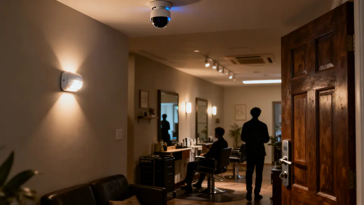 capteurs de mouvement et caméra intelligente dans un salon