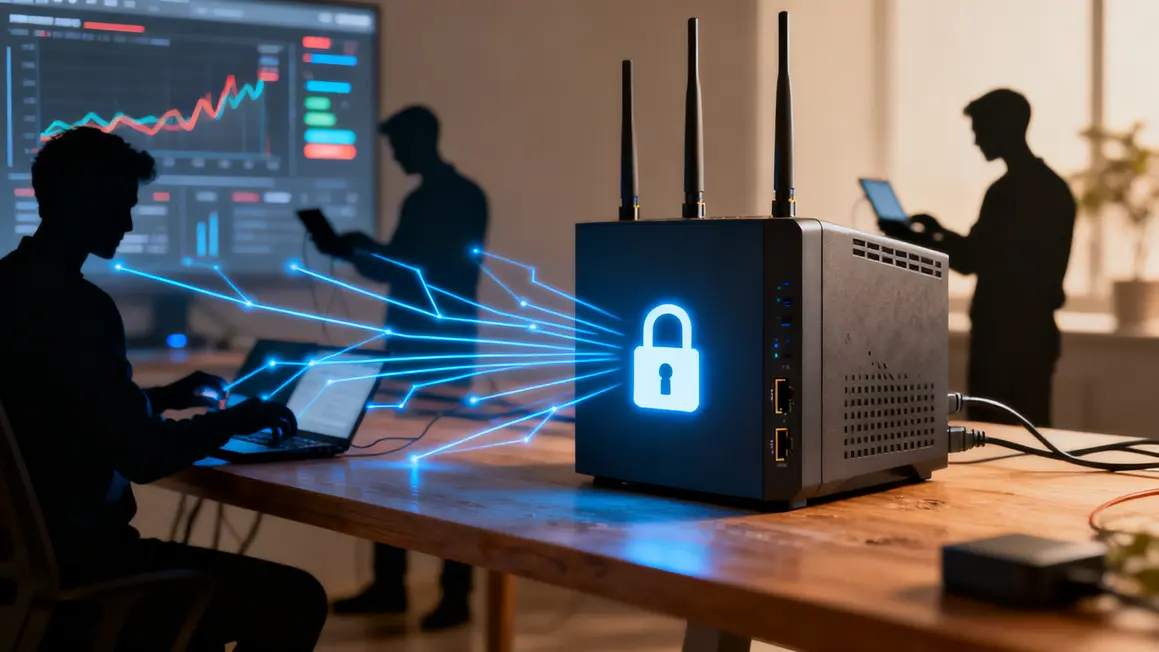 routeur domotique securite avec cadenas et monitoring reseau