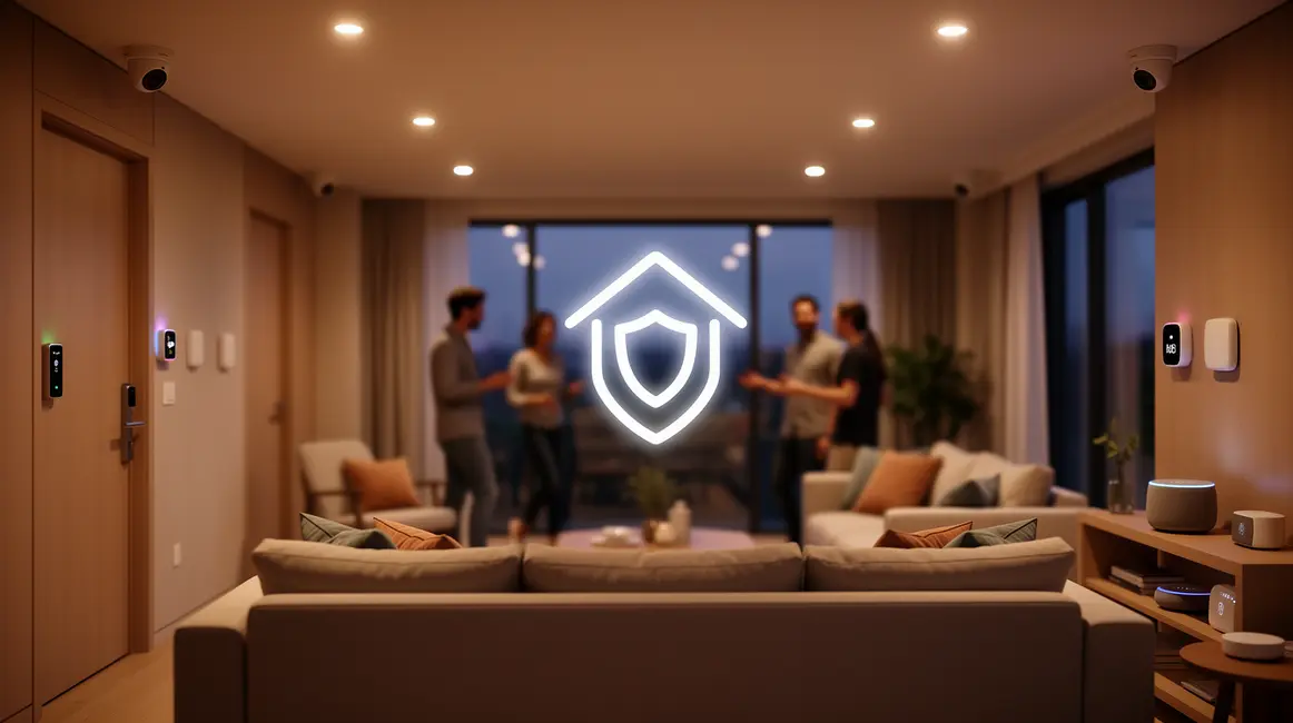 salon domotique securite avec capteurs caméras et serrures