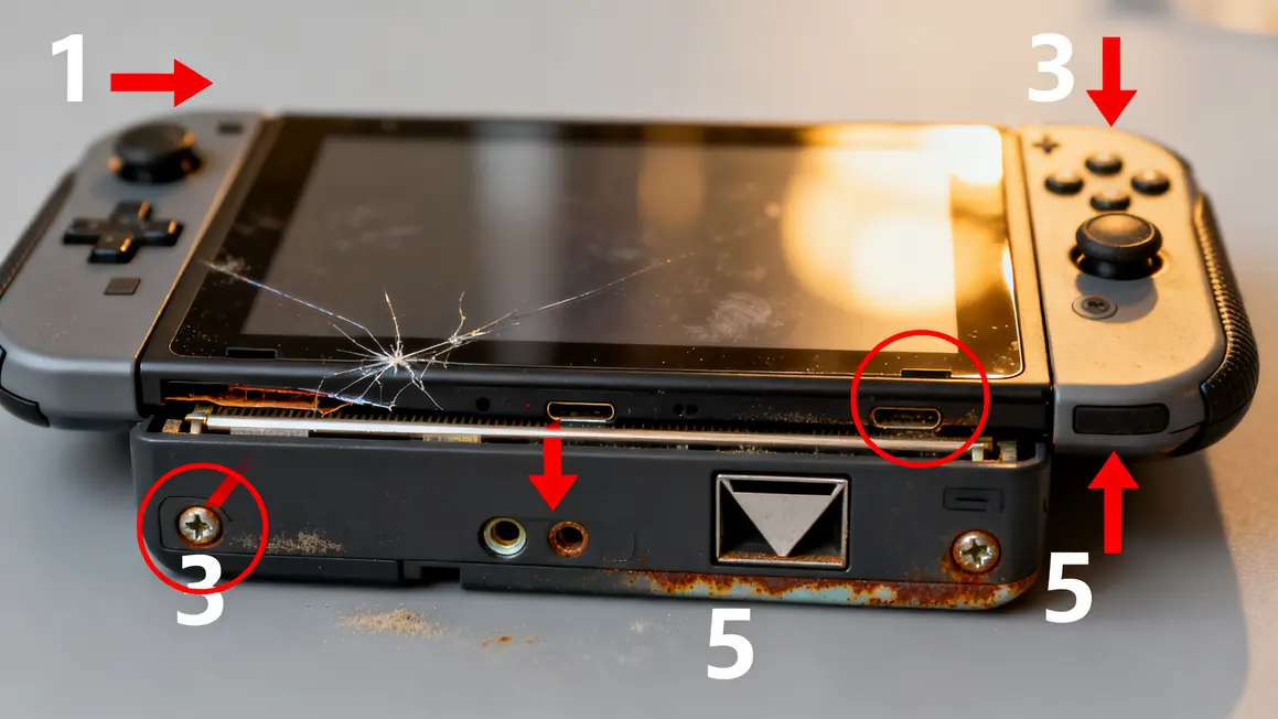 Inspection rayures fissures Nintendo Switch occasion