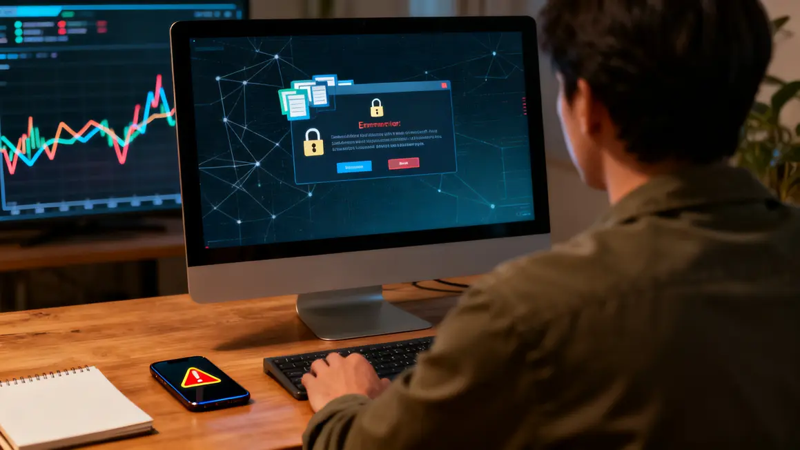Ordinateur fichiers verrouilles et activity reseau cybersecurite