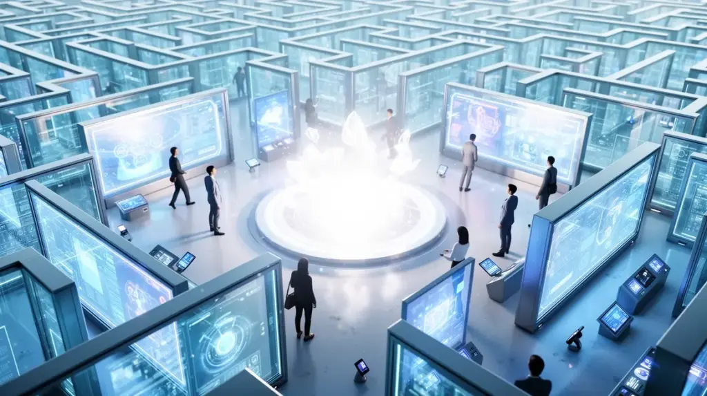 labyrinthe high-tech moderne avec joi french flottant