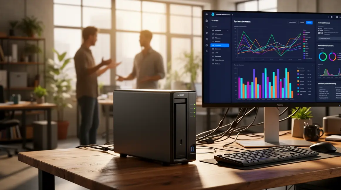 bureau moderne avec NAS maintenance NAS au quotidien