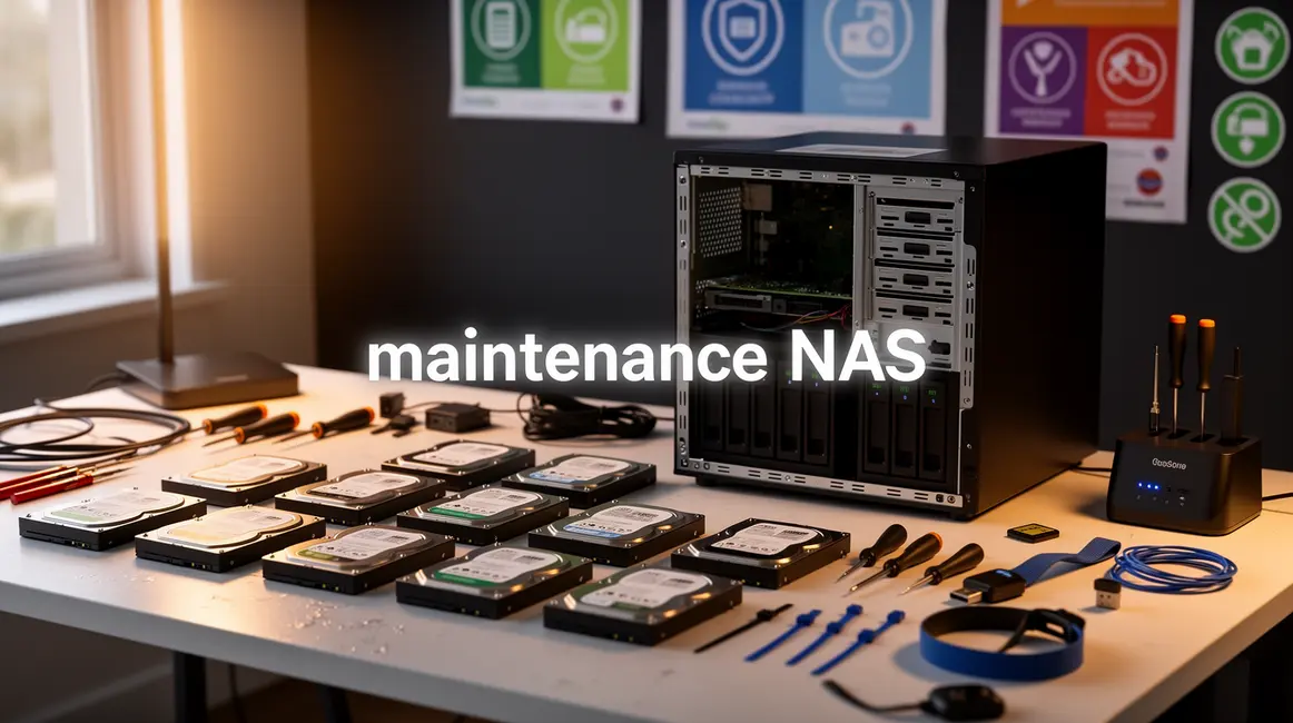 maintenance nas sur bureau moderne avec disques et securite