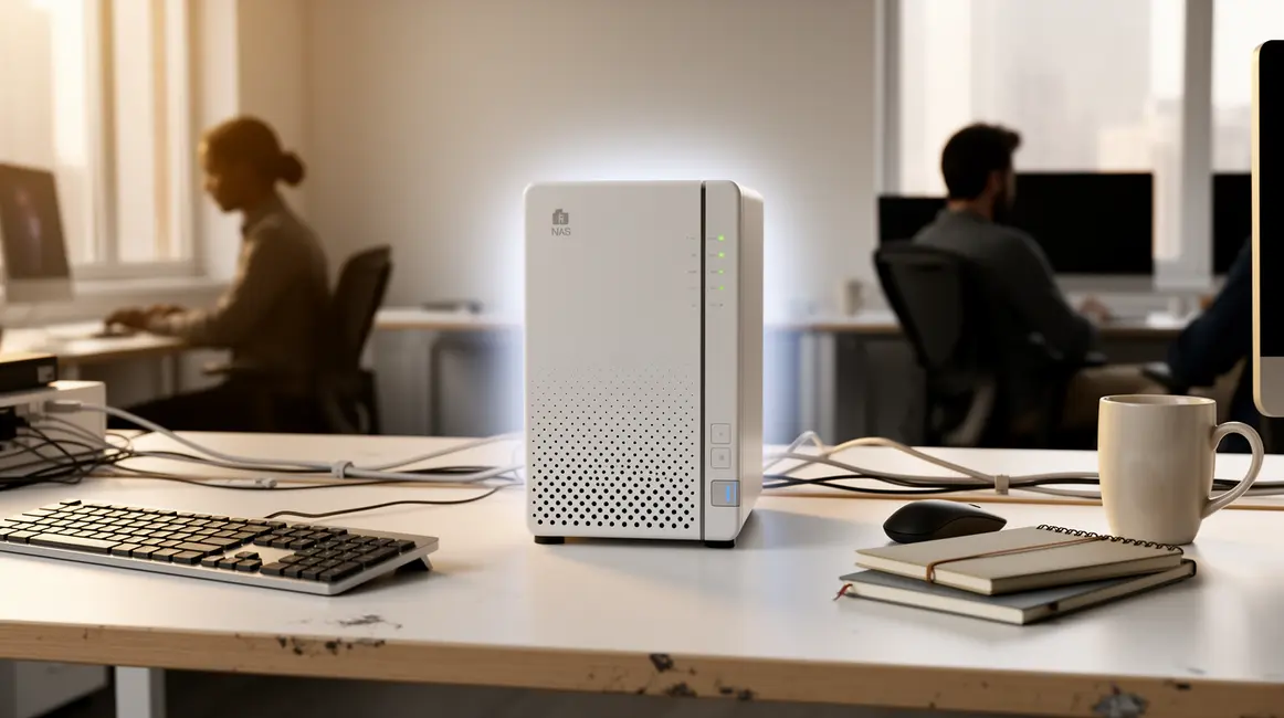 maintenance NAS moderne bureau sécurisé minimaliste