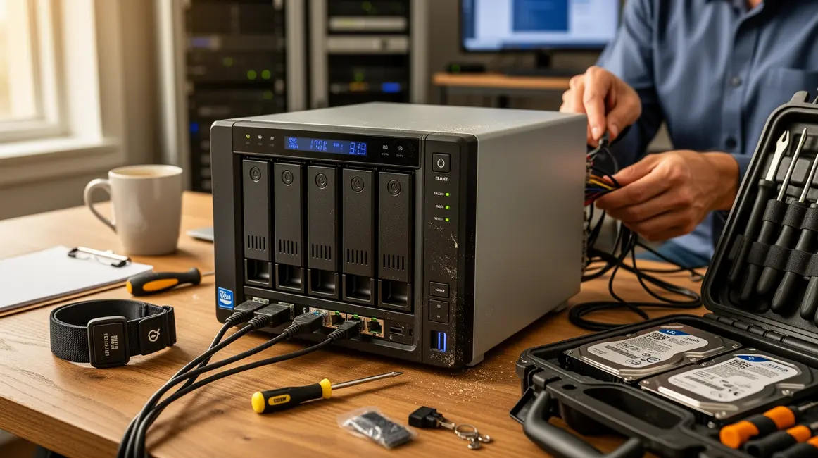 photo maintenance nas avec cables et outils