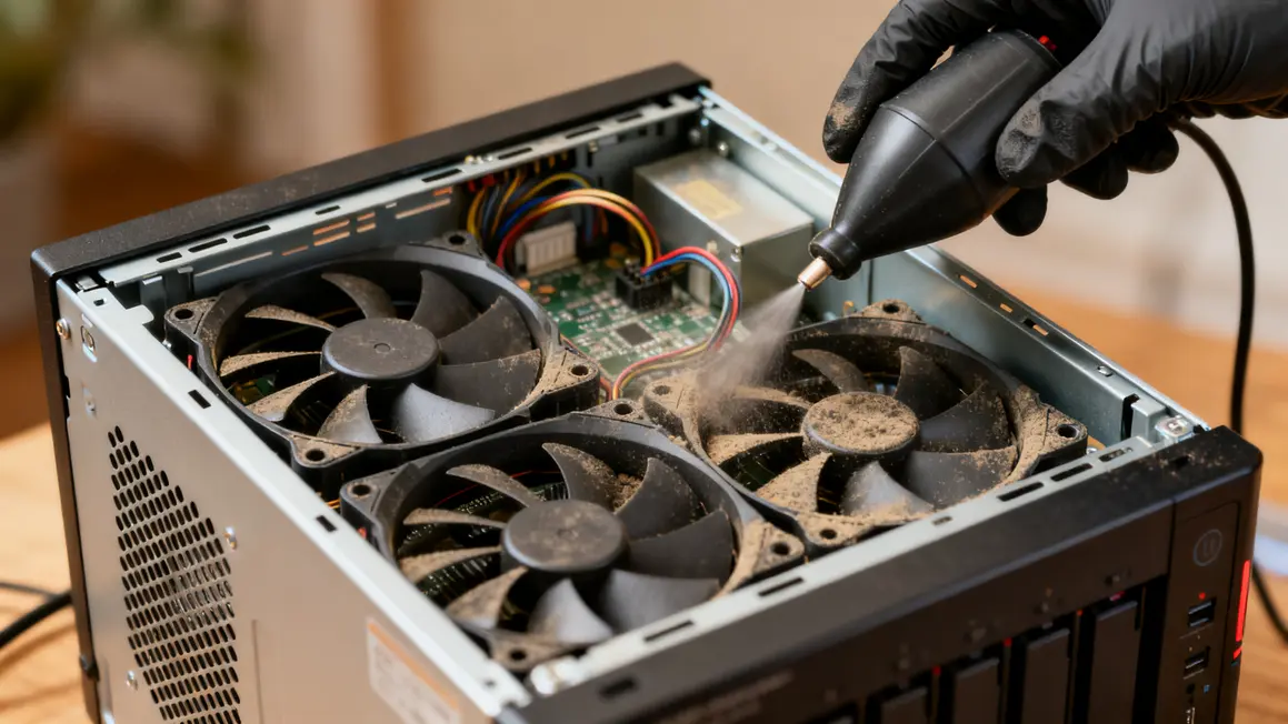 nas entretien nettoyage ventilateur main gante