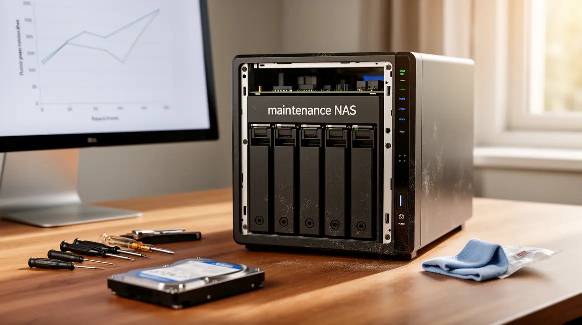 Maintenance NAS avec outils et graphique simple