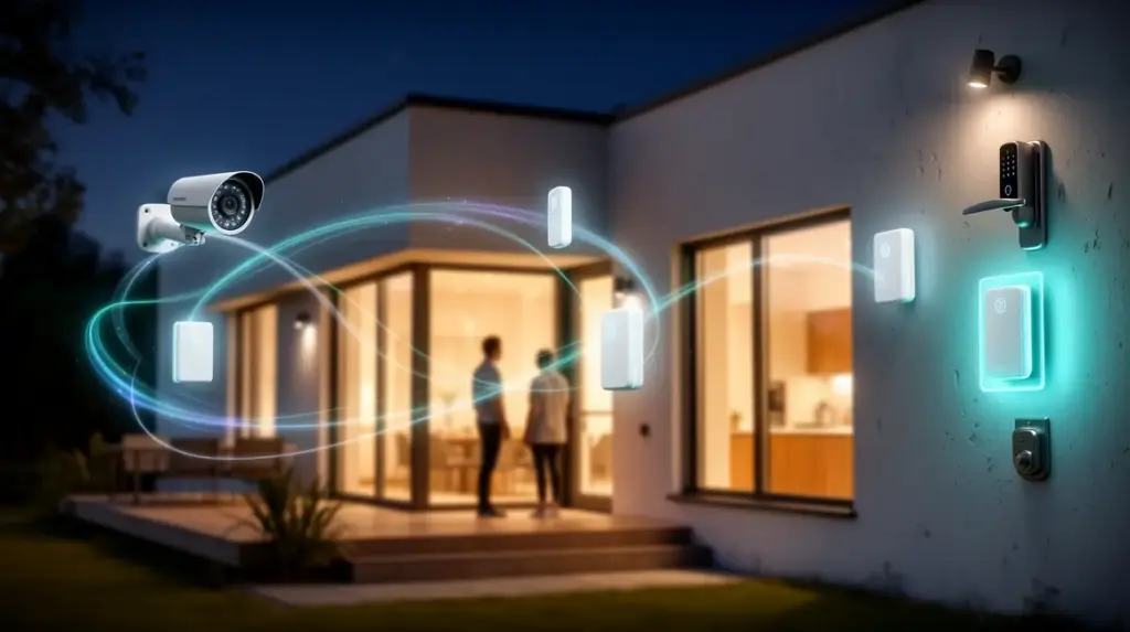 maison connectée sécurisée avec objets domotiques